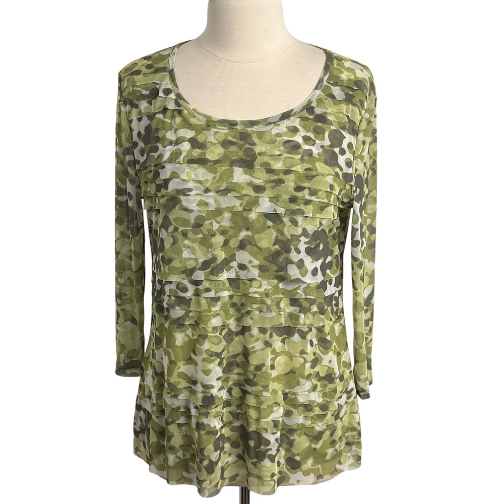 Multiples Women's Lightweight Scoop Neckline Mesh Tunic Top